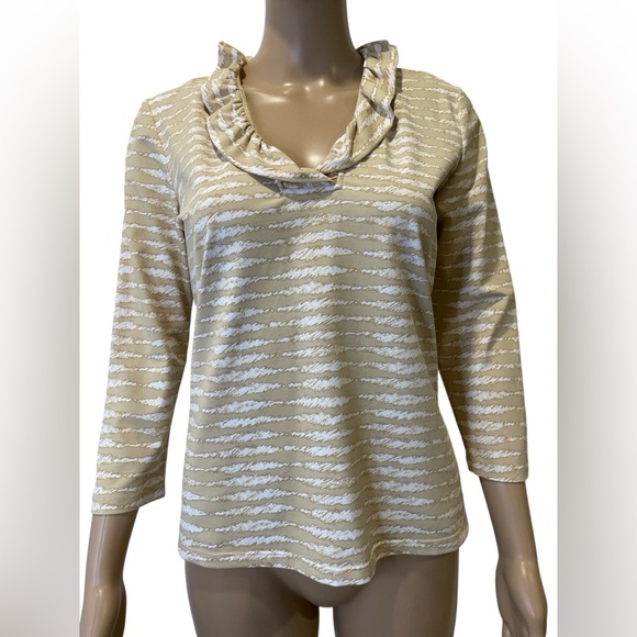 J McLaughlin Stylish Tan and White Women's Top size S - Picture 2 of 5
